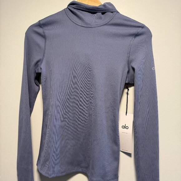 Alo Yoga Alosoft Frontrunner Long Sleeve Small Infinity Blue NWT - Picture 3 of 8